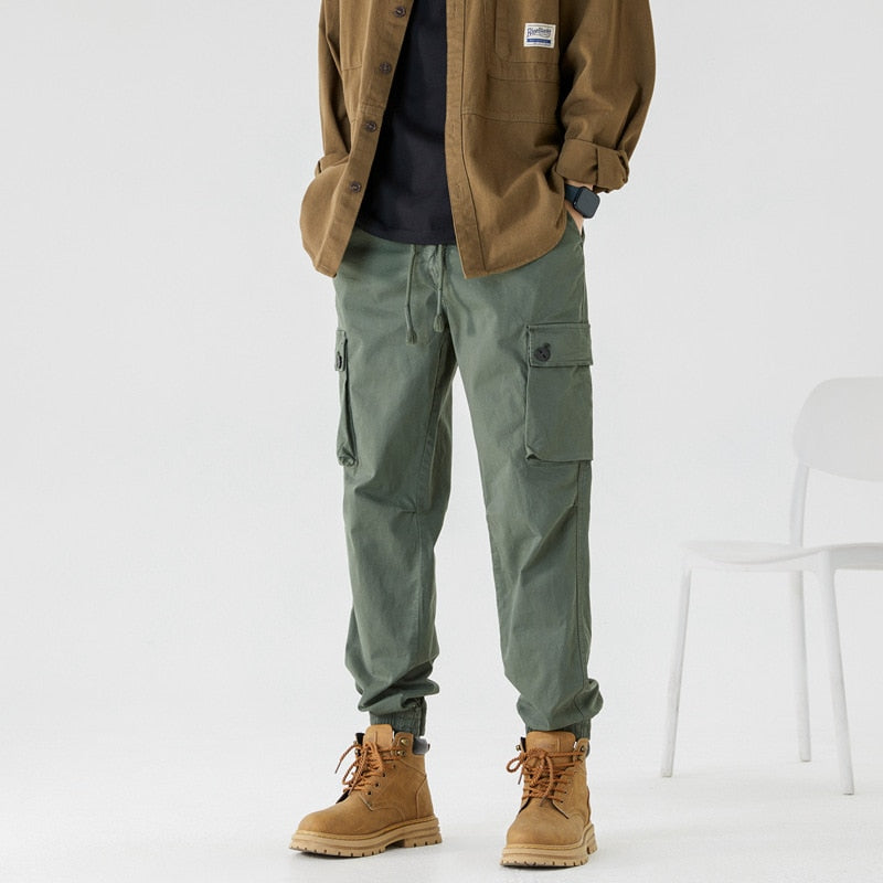 Bonsir Vintage Classic Cargo Pants for Men Black Khaki Green Brown Trousers Male Casual Japanese Streetwear Summer Large Size