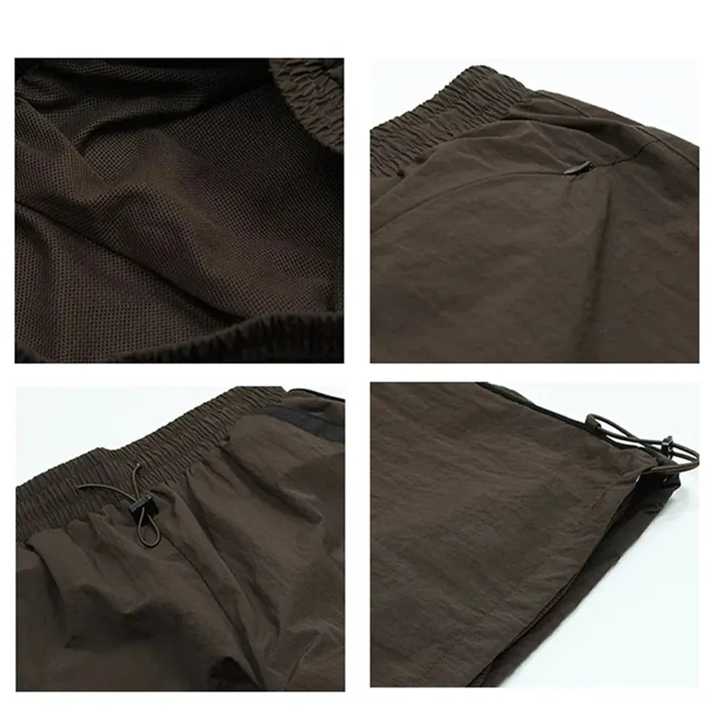 Bonsir Baggy Pants for Men Parachute Vintage Oversize Joggers Harajuku Streetwear Sweatpants Black Wide Leg Trousers Male