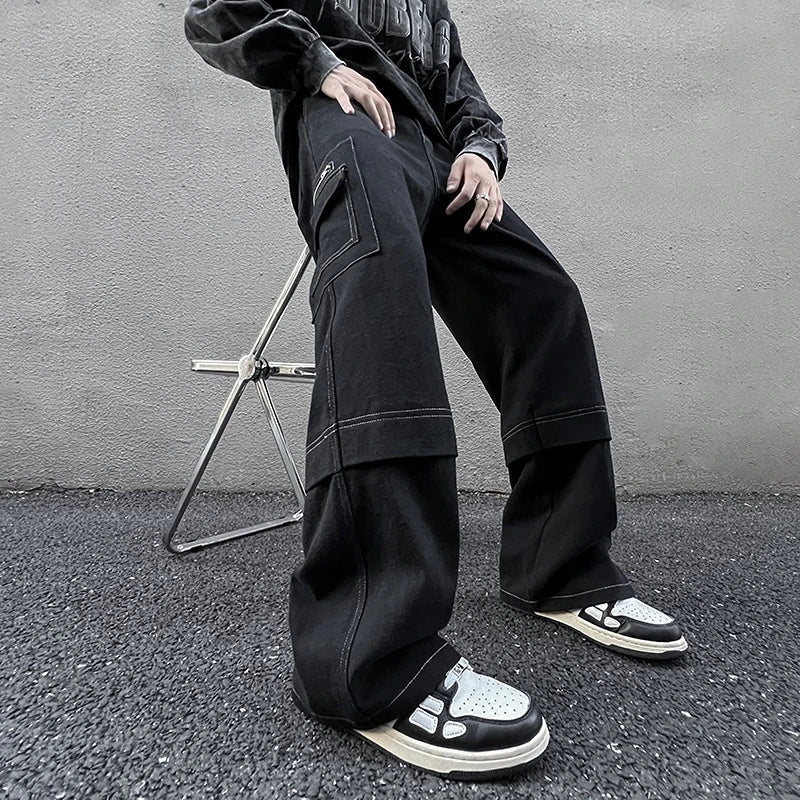 sanyamk - Hip Hop Tooling Pants Men Multi Pockets Cargo Pants Trousers Women Mens Streetwear Casual Pants Straight Loose Joggers Overalls