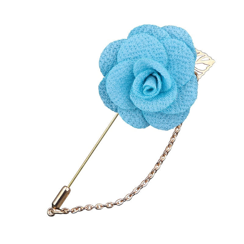 Korean Bridegroom Wedding Brooches Cloth Art Hand-made Rose Flower Brooch Lapel Pin Badge Tassel Chain Men's Suit Accessories