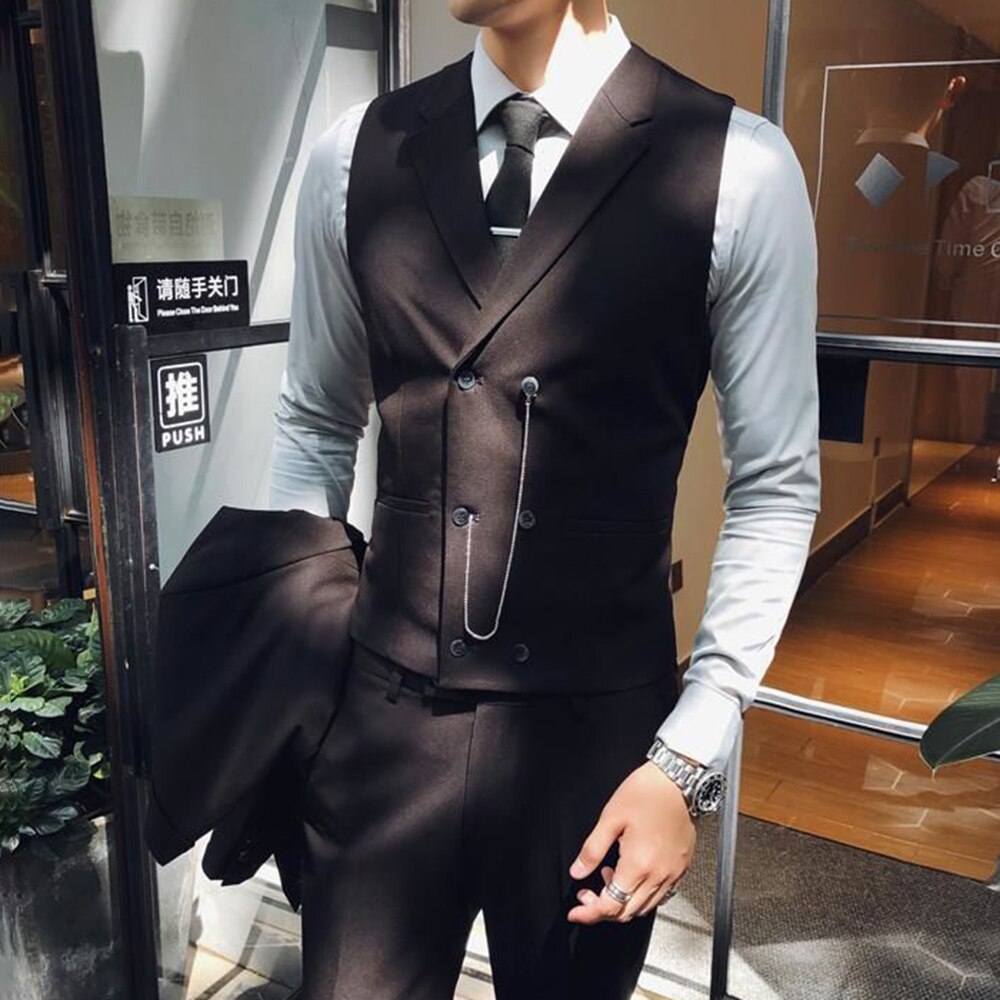 sanyamk Casual Trendy Male Personality Suit Vest British Style Business Elegant Gentleman Retro Professional Formal Dress Handsome
