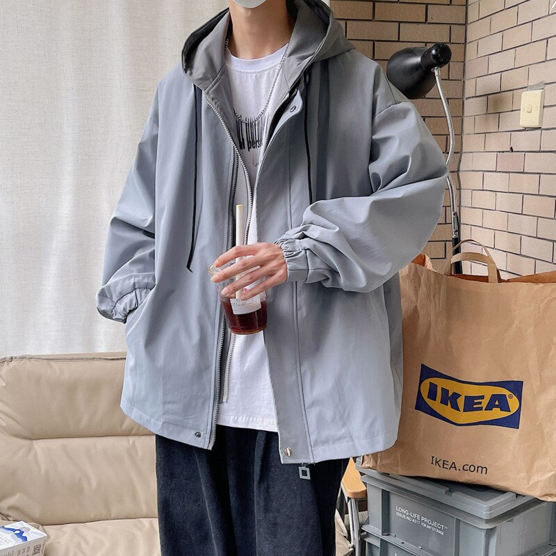 sanyamk Autumn 3 Color Hooded Jacket Men Fashion Oversized Casual Track Jackets Mens Streetwear Hip Hop Loose Bomber Jacket Men M-5XL