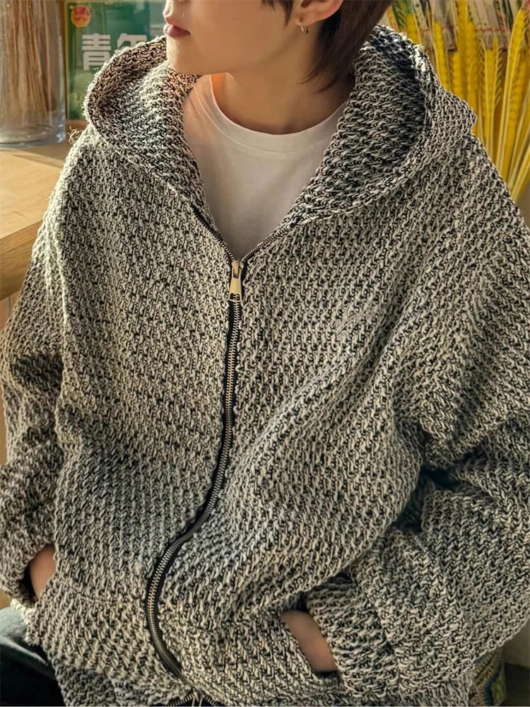 sanyamk - Y2K Cardigan Hooded Sweatshirts Men Hoodies Coat Male Spring Autumn Harajuku Zipper Jacket Streetwear Hip Hop