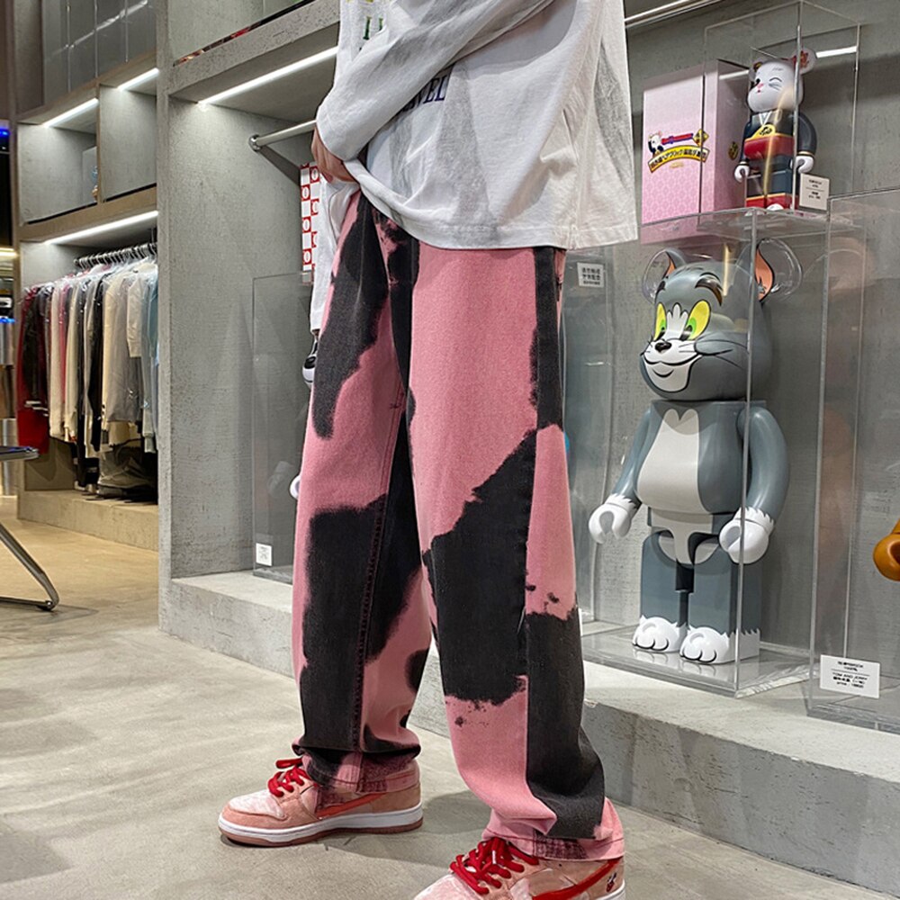 sanyamk Men Y2k Tie Dye Baggy Jeans New Loose Vintage Denim Trousers Male Streetwear Kpop Causal Straight Wide Leg Pants Genderless