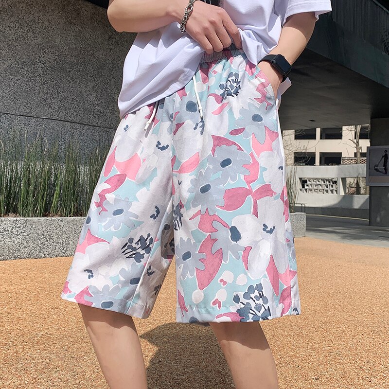 Bonsir Anime Graffiti Mens Summer Casual Shorts Neutral Fashion Hip Hop Cotton Sweat Short Pans Men's Joggers Beach Short Sweatpants