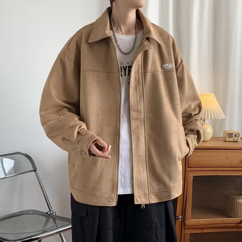 Bonsir Coat Men's Autumn New Style Hong Kong Fashion Brand Loose and Versatile Cityboy Lapel Thickened Jacket Top