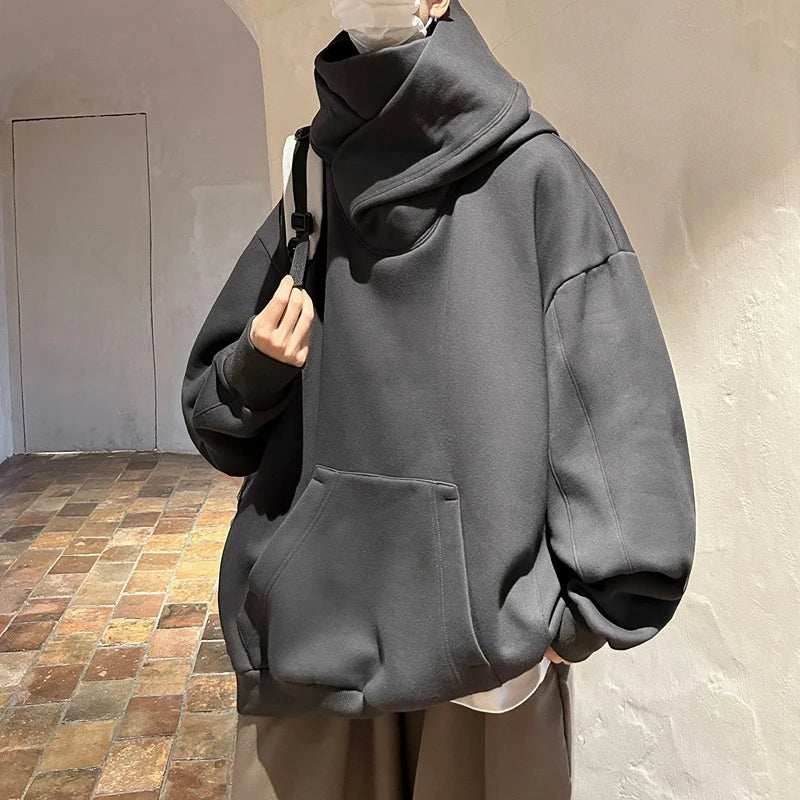 sanyamk - Winter Men's Fleece Warm Hoodie Sweatshirt Men High Quality Thick Pullovers Fashion Streetwear Turtleneck Hood Sweatshirt