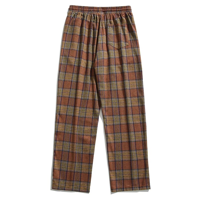 sanyamk Autumn Vintage Plaid Pants Men Oversize Jogger Trousers Fashion Korean Street Causal Sports Sweatpants Bottoms Male Plus Size