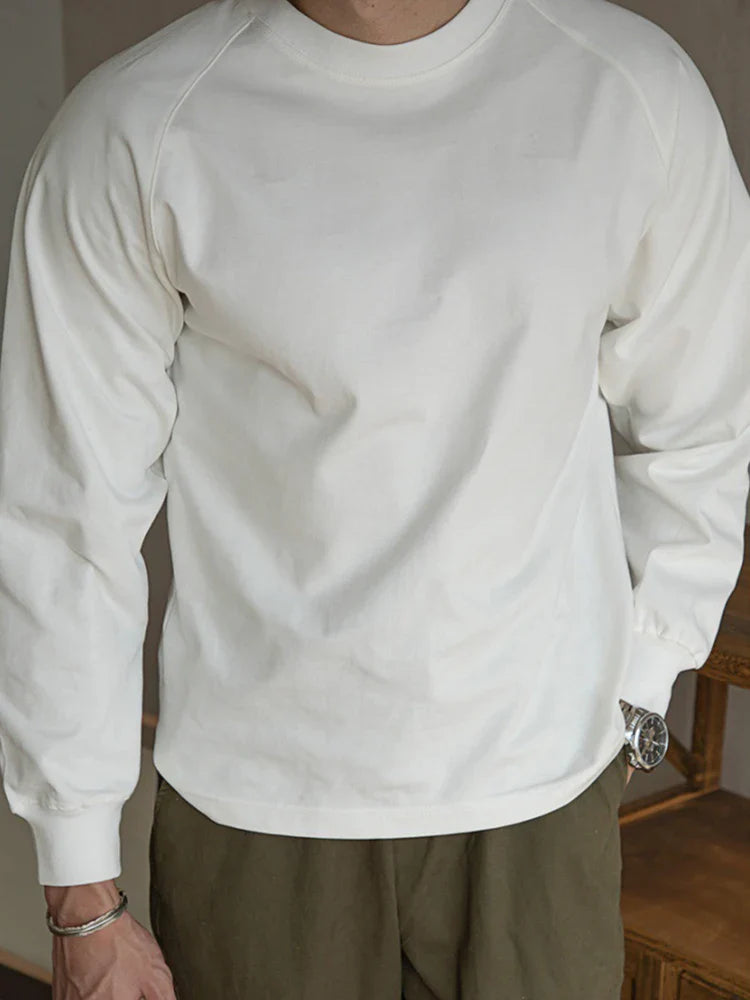 sanyamk - 2024 Spring Autumn Long Sleeve Casual T-shirts For Mens Fashion Loose Solid Color Cotton Tops Men Clothes Leisure Bottom T Shirt