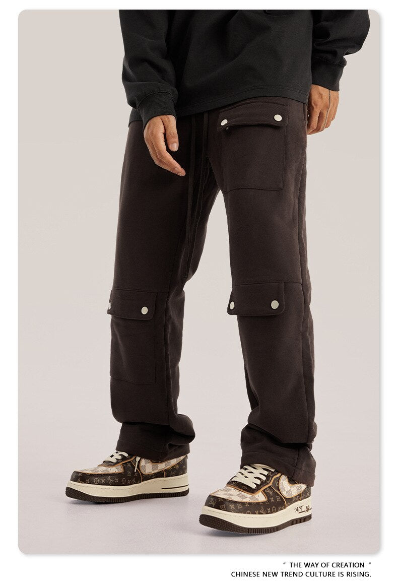 sanyamk Autumn Warm Vintage Green Cargo Pants Men Cargo Trousers Male Loose Casual Streetwear Hip Hop Pockets Men's Clothing