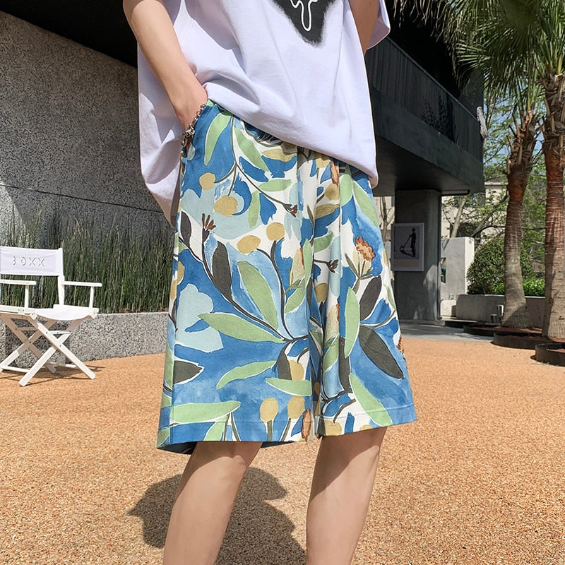 Bonsir Anime Graffiti Mens Summer Casual Shorts Neutral Fashion Hip Hop Cotton Sweat Short Pans Men's Joggers Beach Short Sweatpants