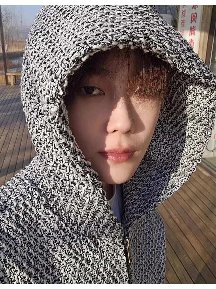sanyamk - Y2K Cardigan Hooded Sweatshirts Men Hoodies Coat Male Spring Autumn Harajuku Zipper Jacket Streetwear Hip Hop