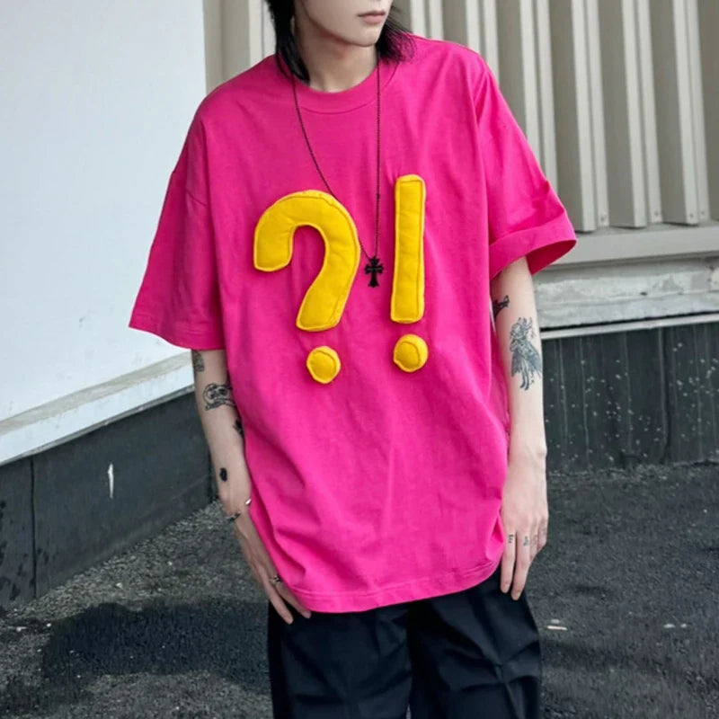 sanyamk - Men's T-shirts Casual Splicing Contrast Color Symbol Design Short Sleeve Loose Male Clothing New Summer Chic 2024 9C6600