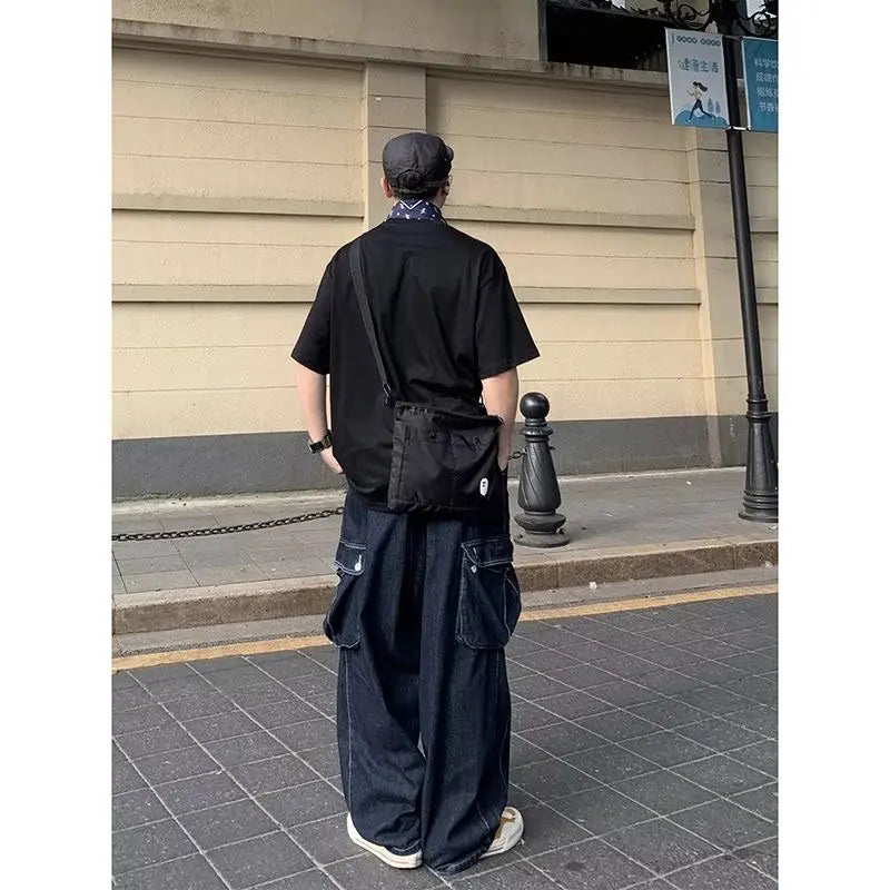 Bonsir Baggy Cargo Jeans big pocket Trousers Male Denim Pants Wide Leg Pant women's Jeans Loose Casual Streetwear Hip Hop Harajuku