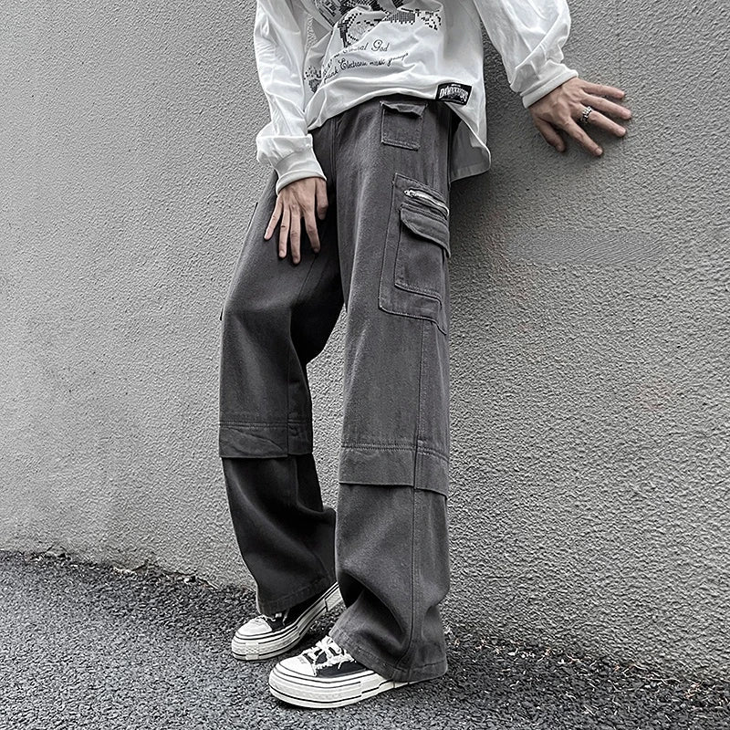 sanyamk - Hip Hop Tooling Pants Men Multi Pockets Cargo Pants Trousers Women Mens Streetwear Casual Pants Straight Loose Joggers Overalls