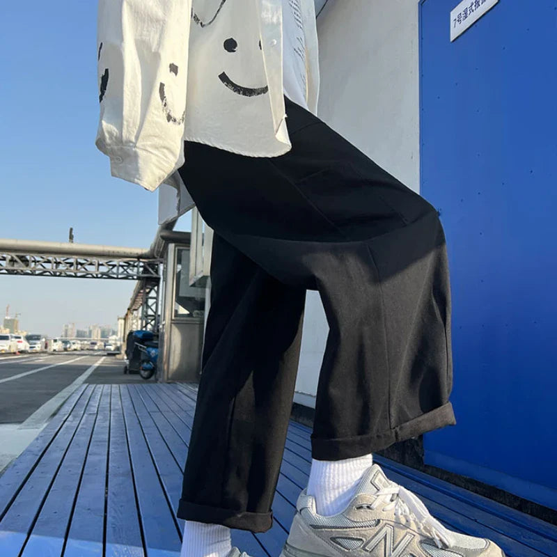 sanyamk - Spring Summer Casual Pants Men's Fashion Loose Straight Wide Leg Pants Men Streetwear Hip-hop Sweatpants Mens Daily Trousers