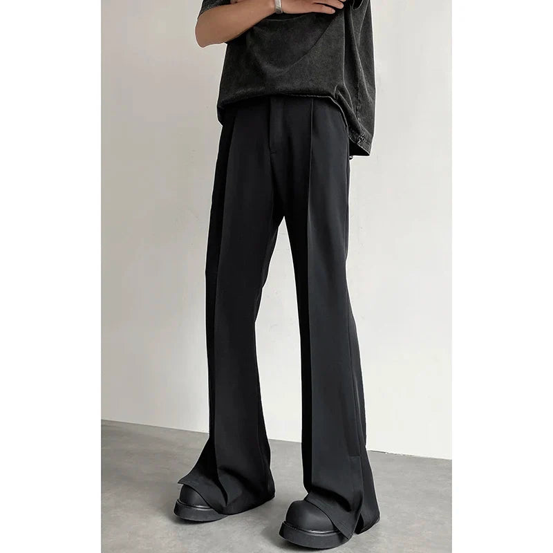 sanyamk Brown Black Suit Pants Men Fashion Social Mens Dress Pants Korean Loose Straight Casual Flared Pants Mens Office Formal Trousers