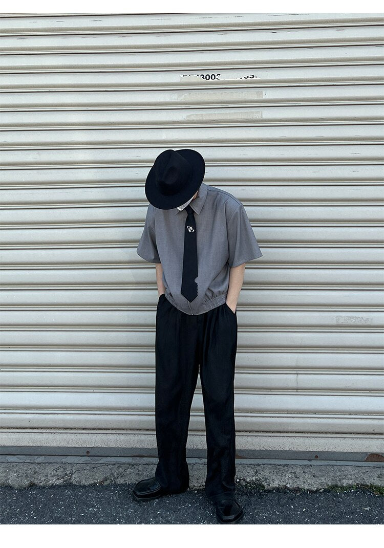 sanyamk Loose Short Sleeve Shirt Men Japan Korean Fashion Streetwear Casual Zipper Short Style Shirts and Blouses Male Vintage Shirts
