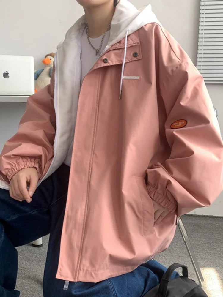 sanyamk Hooded Jackets Men Leisure Japanese Preppy Style 5 Color Daily Teenagers Streetwear Comfortable Advanced Baggy Fashion Vitality