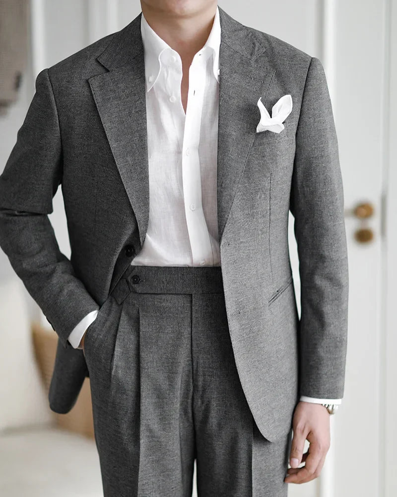 sanyamk High Quality Wedding Suits For Men Solid Color Business Formal Casual Dress Suits 2 Pieces Office Work Party Prom Costume Homme