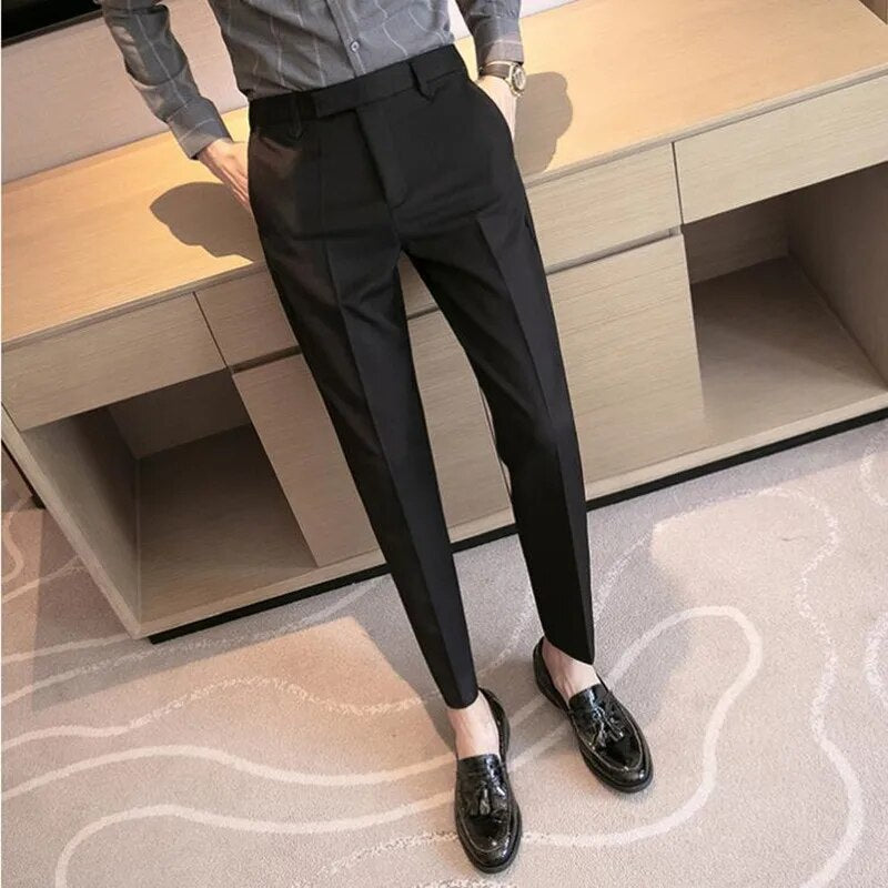 sanyamk Men Suit Pants High Quality Men Solid Color Slim Fit Dress Pants Slim Fit Office Business Men Trousers Plus Size 28-36