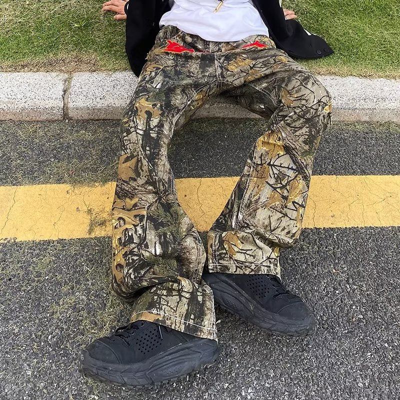 sanyamk New Fashion Towel Embroidery Camouflage Baggy Tracksuit Pants For Men Straight Sport Casual Long Trousers Pantalones Hombre