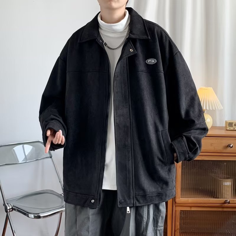Bonsir Coat Men's Autumn New Style Hong Kong Fashion Brand Loose and Versatile Cityboy Lapel Thickened Jacket Top