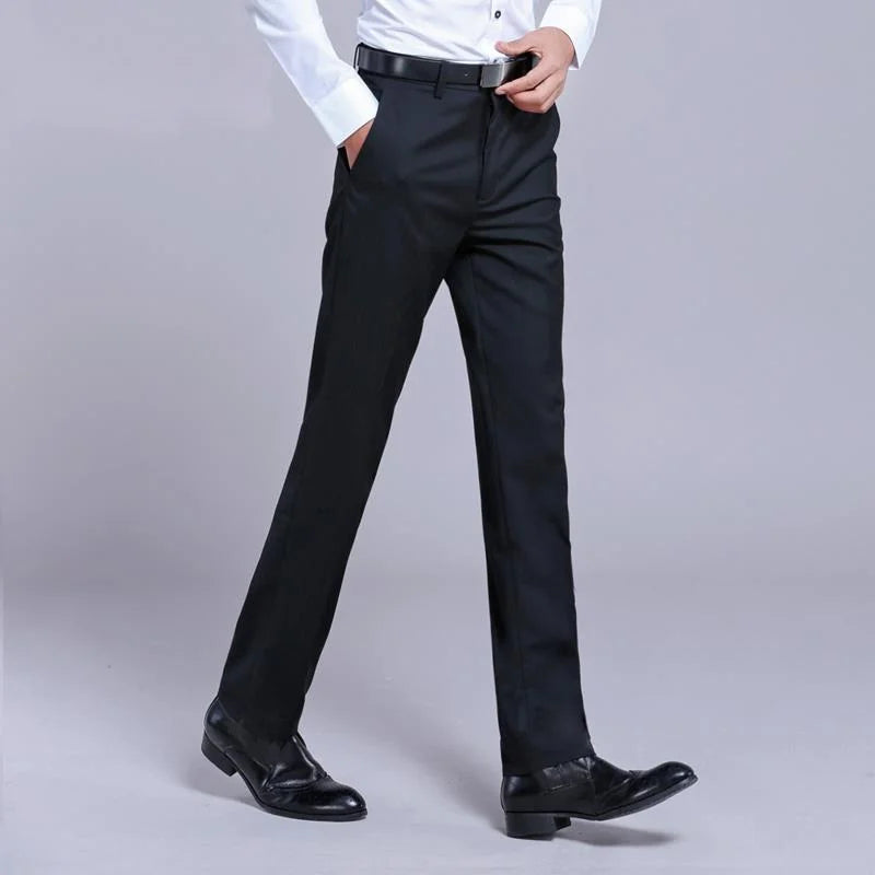 Bonsir High Waist Men's Suit Pants High Quality Autumn Thick Straight Business Work Daily Dress Formal Pants Classic Trousers A269