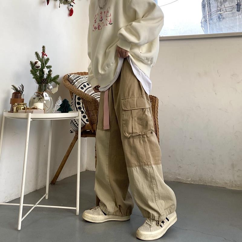Bonsir Baggy Black Cargo Pants for Men Khaki Cargo Trousers Male Vintage Loose Casual Autumn Japanese Streetwear Hip Hop Retro