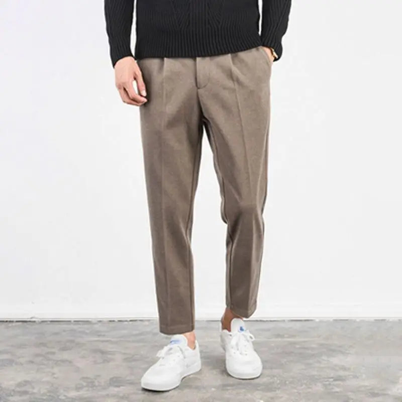 sanyamk Autumn Woolen Suit Pants Korean Style Woolen Dress Pants for Male Office Formal Wedding Business Casual Men Pants L44