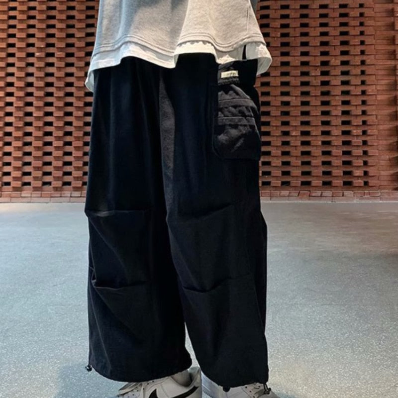 Bonsir Baggy Cargo Oversize Pants Men Casual Trouers Male Techwear Hip Hop White Jogger Loose Streetwear Japanese Pocket