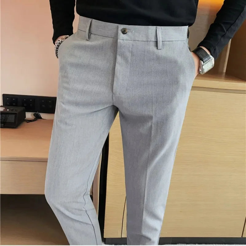 sanyamk Men Suit Pants Dress Pantalone Hombre Stretch Slim Formal Trousers Calça Masculina Solid Color Casual Fashion Clothing