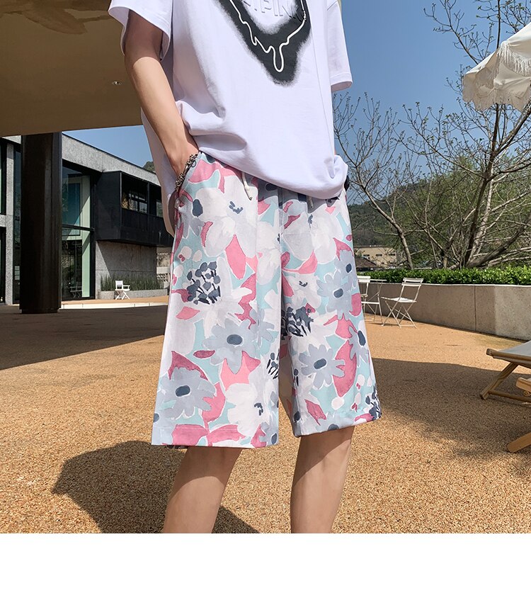 Bonsir Anime Graffiti Mens Summer Casual Shorts Neutral Fashion Hip Hop Cotton Sweat Short Pans Men's Joggers Beach Short Sweatpants