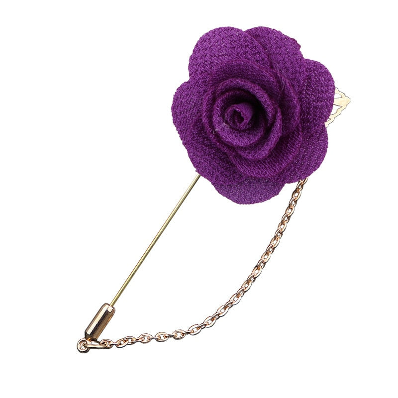 Korean Bridegroom Wedding Brooches Cloth Art Hand-made Rose Flower Brooch Lapel Pin Badge Tassel Chain Men's Suit Accessories