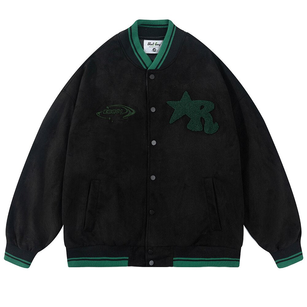 sanyamk Patch Letters Embroidery Baseball Uniform Jacket Mens Hip Hop Loose Casual Punk Couple Jacket Top Men