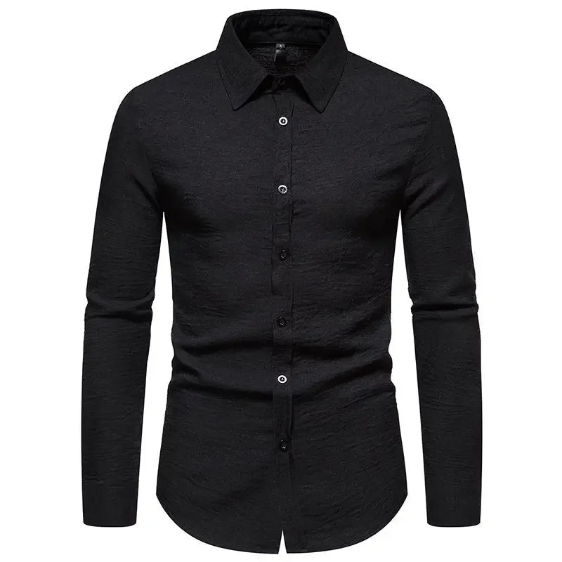 BONSIR - Autumn/Winter New Shirt Men's Solid Color Fashion Casual Long Sleeve Shirt Trendy Top Men