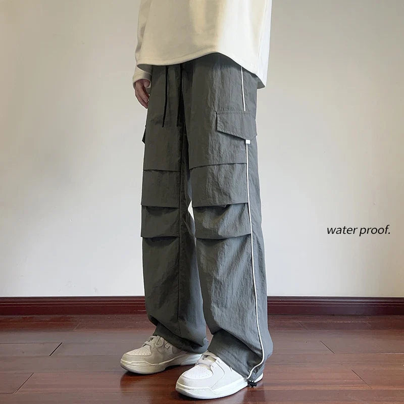 sanyamk Mens Joggers Spring Casual Loose Staight Sweatpants Elastic Waist Waterproof Trousers Hip Hop Casual Unisex Pants