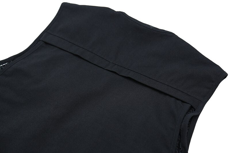 Bonsir High Street Multi-pockets Sleeveless Zipper Jackets for Male and Female Retro V Neck Oversized Autumn Tank Tops Loose Vest