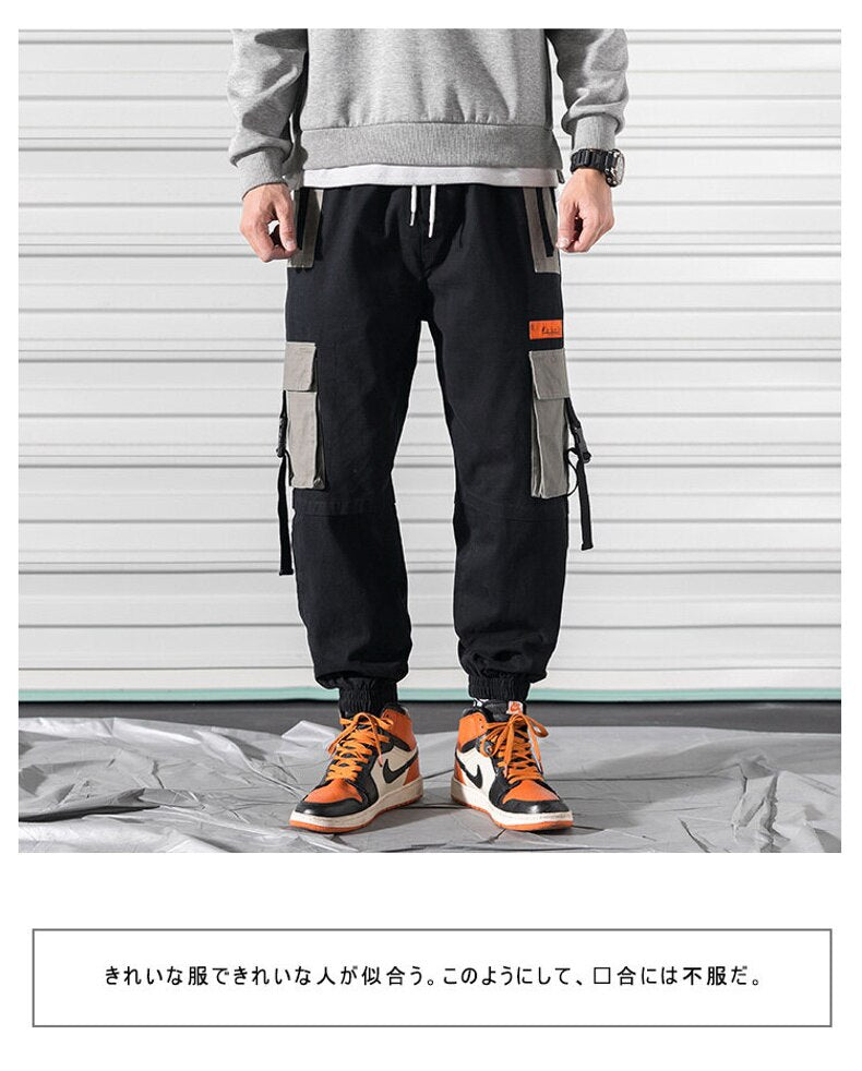 sanyamk Patchwork Big Pocket Cargo PantsStreetwear Harem Pants Men Overalls Mens Baggy Harajuku Hip Hop Trousers Casual Track Pant
