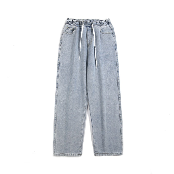 Bonsir Baggy Stacked Jeans Mens Pants Streetwear Denim Skater Wide Leg Distressed Low Rise Elastic Waist Hip Hop Straight