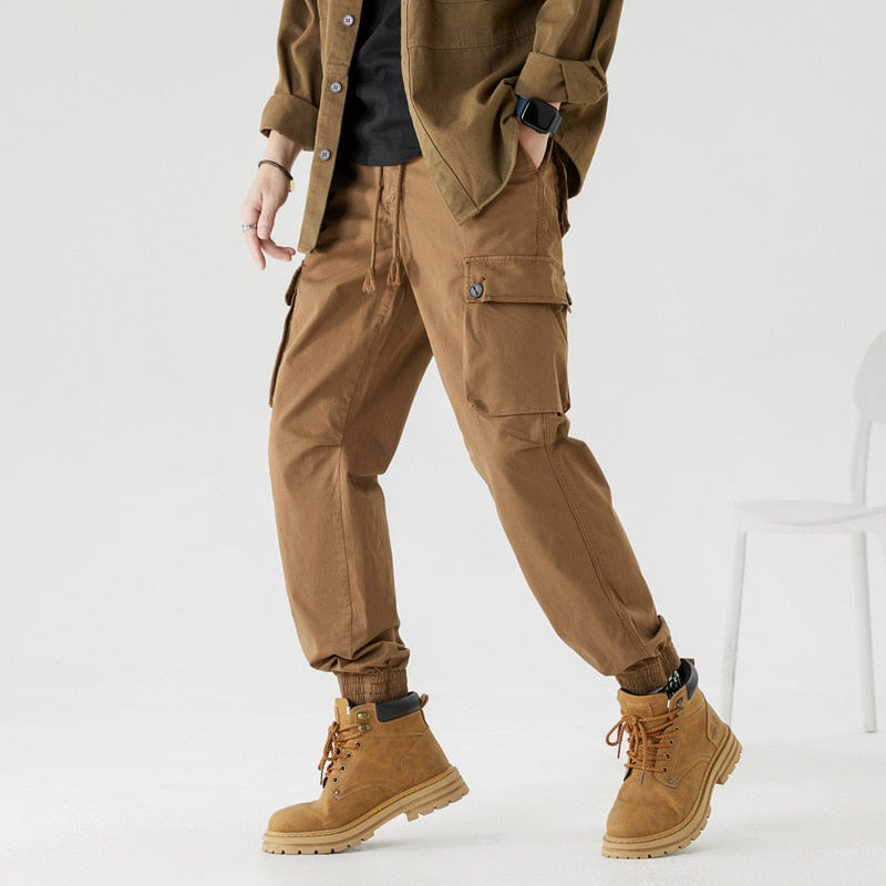 Bonsir Vintage Classic Cargo Pants for Men Black Khaki Green Brown Trousers Male Casual Japanese Streetwear Summer Large Size