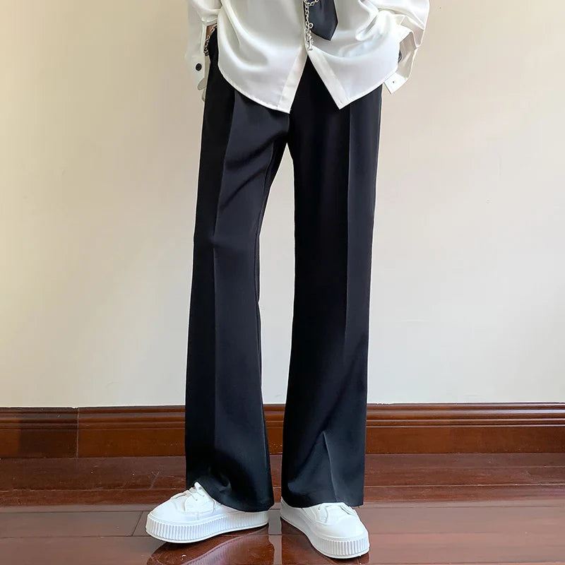 sanyamk Black Suit Pants Men Fashion Social Mens Dress Pants Korean Loose Straight Casual Flared Pants Mens Office Formal Trousers M-3XL