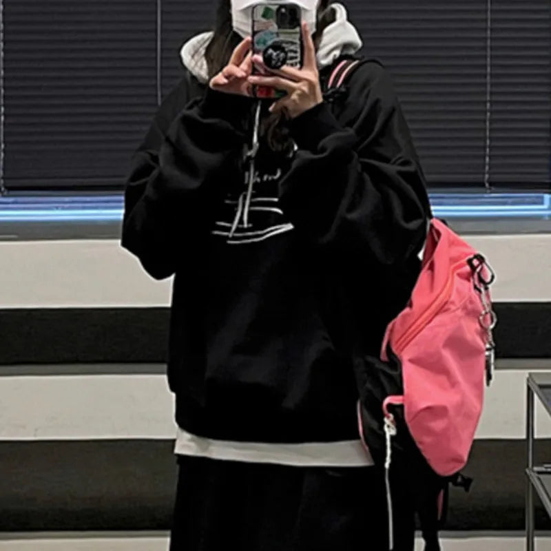 sanyamk - New Autumn Men's Hoodies Hooded Letter Printing Contrast Color Casual Drawstring Pullover Male Sweatshirts Tide 9C6906