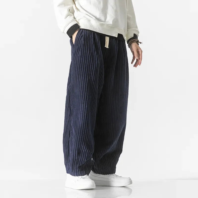 sanyamk Winter New Japanese Men's Waistband Corduroy Harem Pants Casual Jogging Sweatpants Hip-hop Street Male Large Size M-5XL