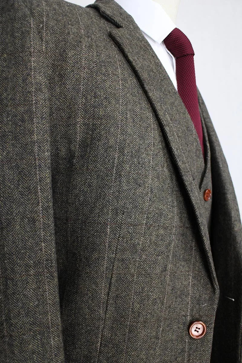 sanyamk Men Suit Custom Made Dark Green Herringbone Slim 3 Pieces Fit Wedding Business Banquet Tuxedo Jacket Vest With Pants