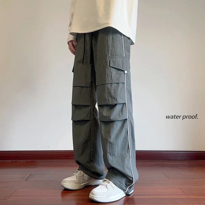 sanyamk Mens Joggers Spring Casual Loose Staight Sweatpants Elastic Waist Waterproof Trousers Hip Hop Casual Unisex Pants