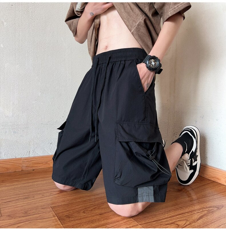 Bonsir Wide Leg Shorts Men Short Oversize Vintage Men's Shorts for Summer Clothing Mens Sports Bermuda Running Workout Cargo Pants
