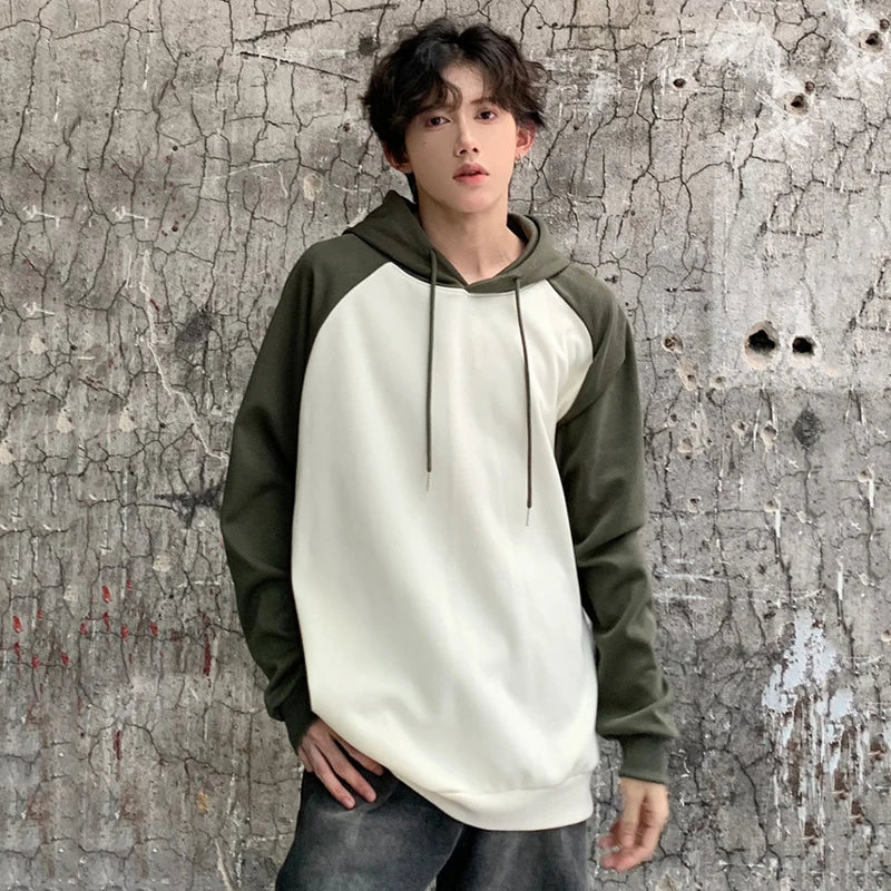 sanyamk - New Trendy Men's Hoodies Hooded Drawstring Patchwork Contrast Color Pullover Male Casual Sweatshirts Minimalist 9C7123