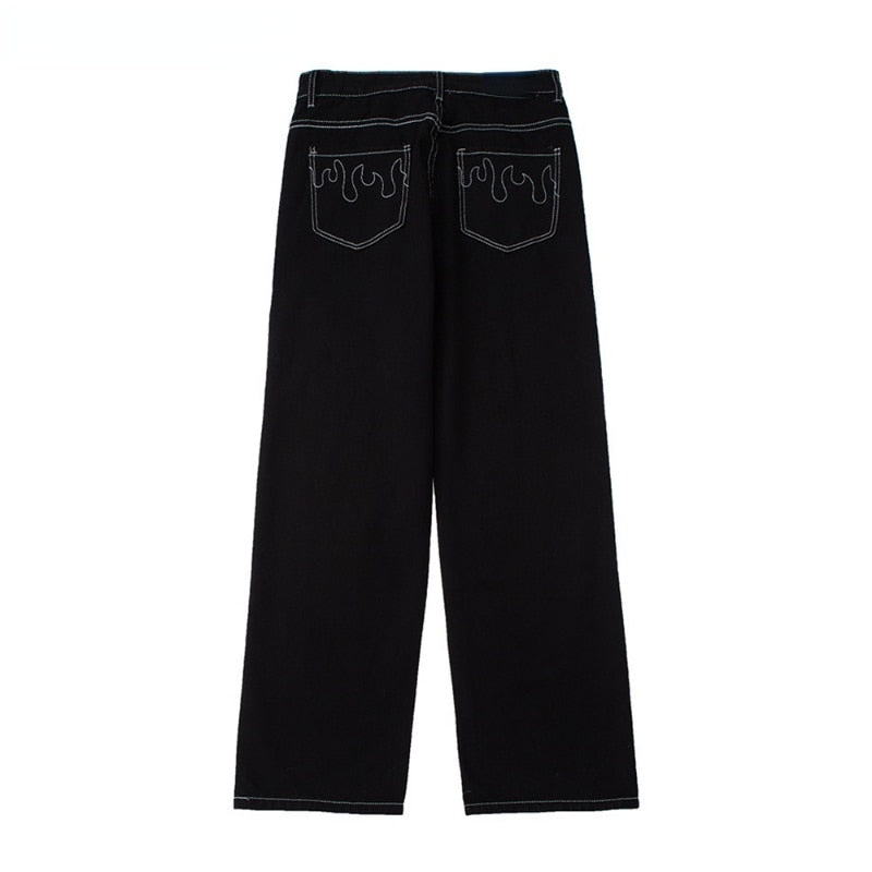 sanyamk y2k baggy men clothing Stitch Denim Pants Mens High Street Wide Leg Pants Streetwear Loose Jeans Casual Trousers Men