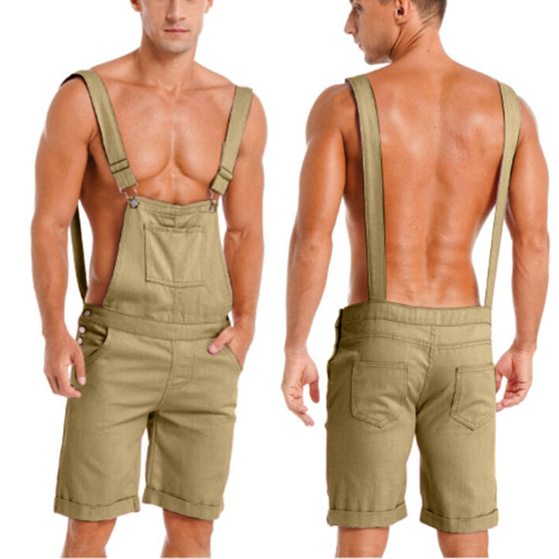 sanyamk Loose Large Casual Summer Strap Pants Vintage Men Rompers Straight Shorts Fashion Sexy Sportsshorts Overalls Workwear Jumpsuit